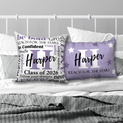 Set of 2 Personalized Graduation Pillows, 18"x18" and 20"x14"