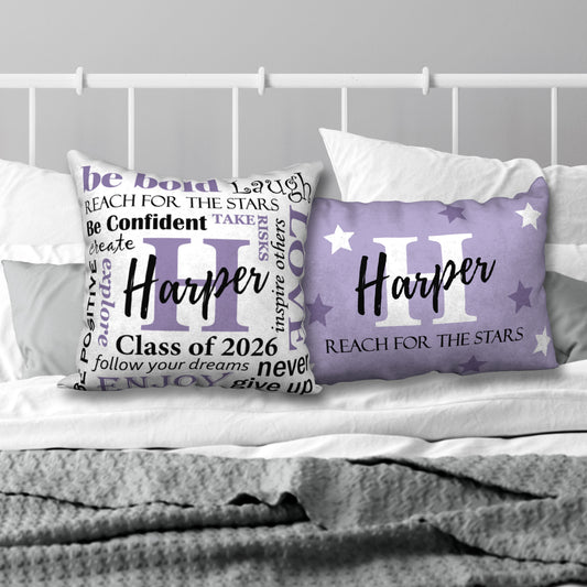 Set of 2 Personalized Graduation Pillows, 18"x18" and 20"x14"