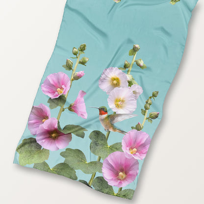 Hummingbirds & Hollyhocks ECO SCARF plus Scarf Ring