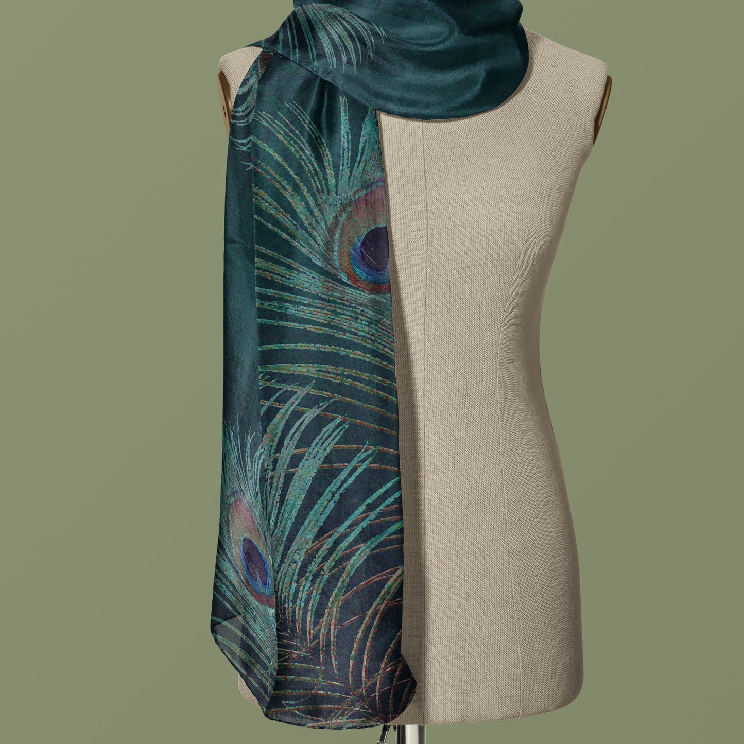 Peacock Feather ECO SCARF, 21.5"x55"