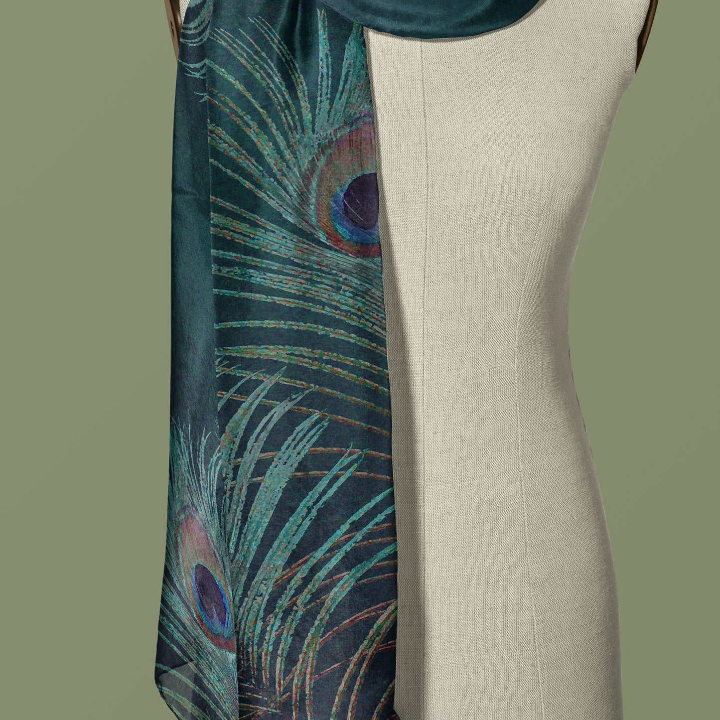 Peacock Feather ECO SCARF, 21.5"x55"