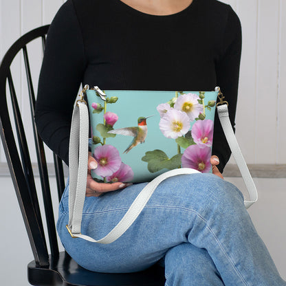 Hummingbirds & Hollyhocks Crossbody Bag