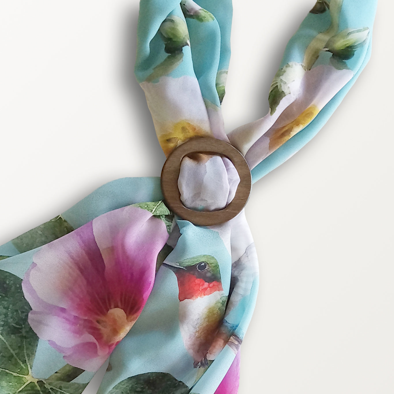 Hummingbirds & Hollyhocks ECO SCARF plus Scarf Ring