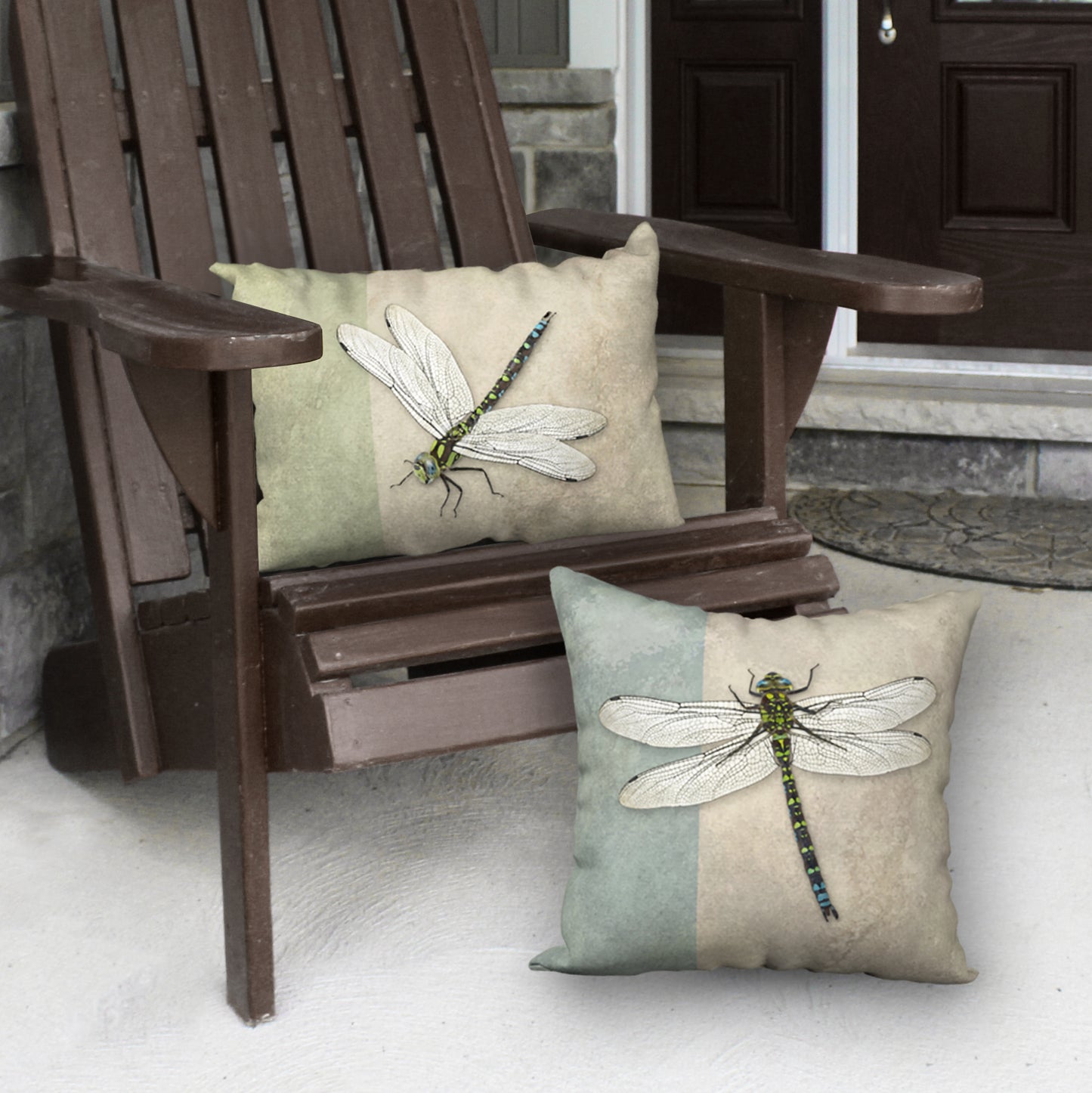 Set of 2 Dragonfly Designer Pillows, 18"x18" and 20"x14"