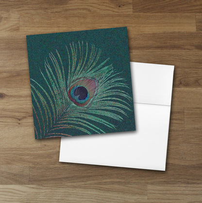 Set of 10 Peacock Feather Designer Greeting Cards