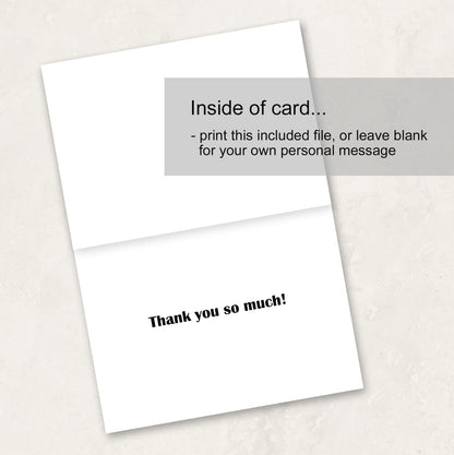 Printable Thank You Card Instant Download with Envelope Files
