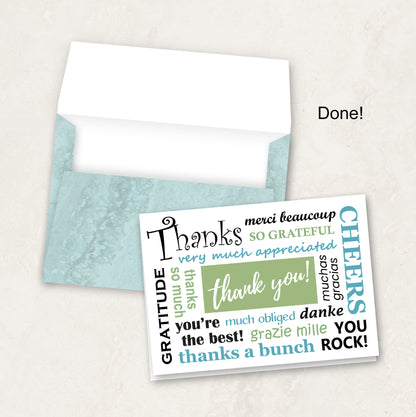 Printable Thank You Card Instant Download with Envelope Files