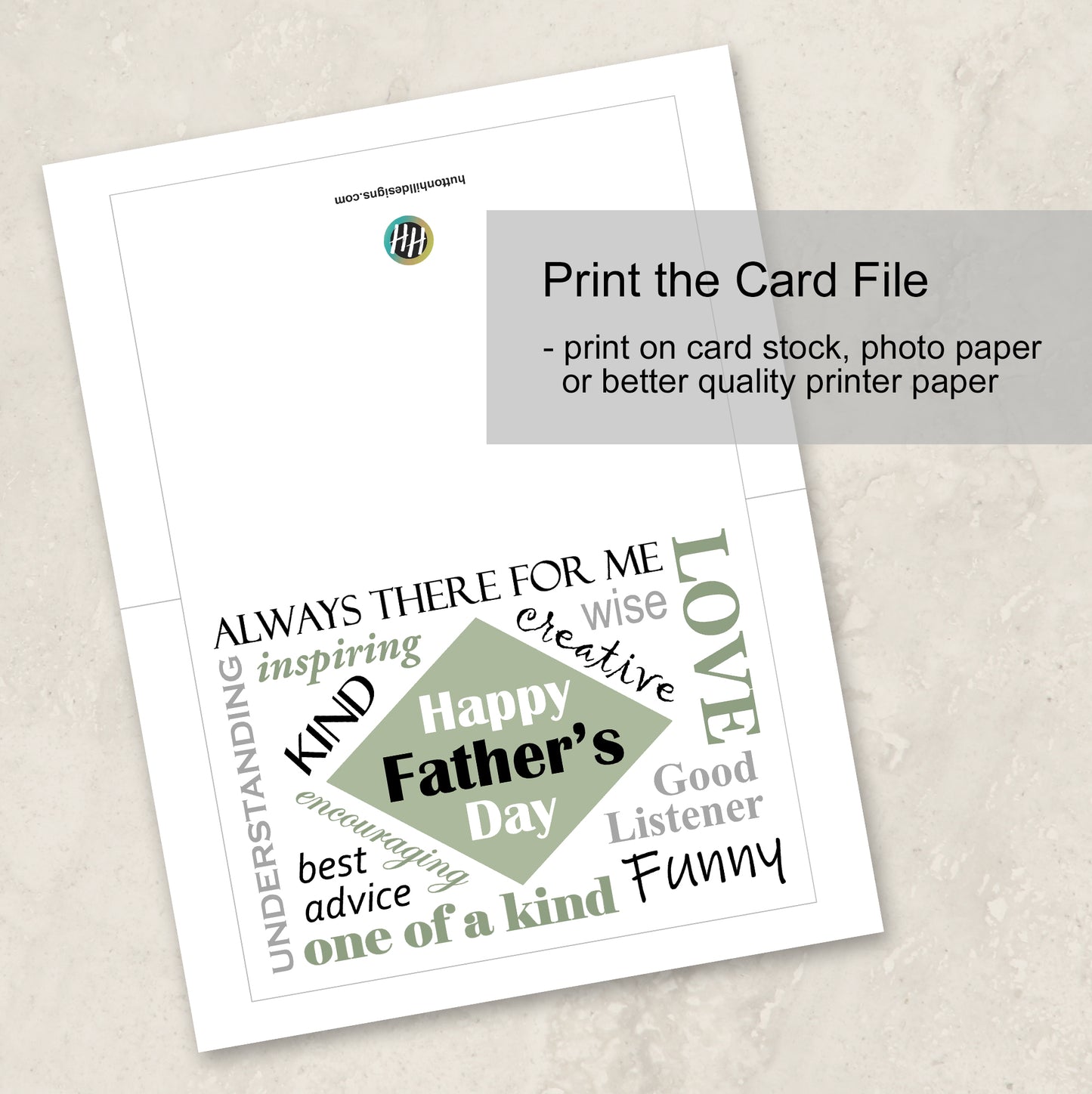 Printable Father's Day Card Instant Download with Envelope Files