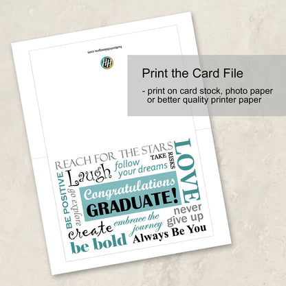 Printable Graduation Card Instant Download with Envelope Files