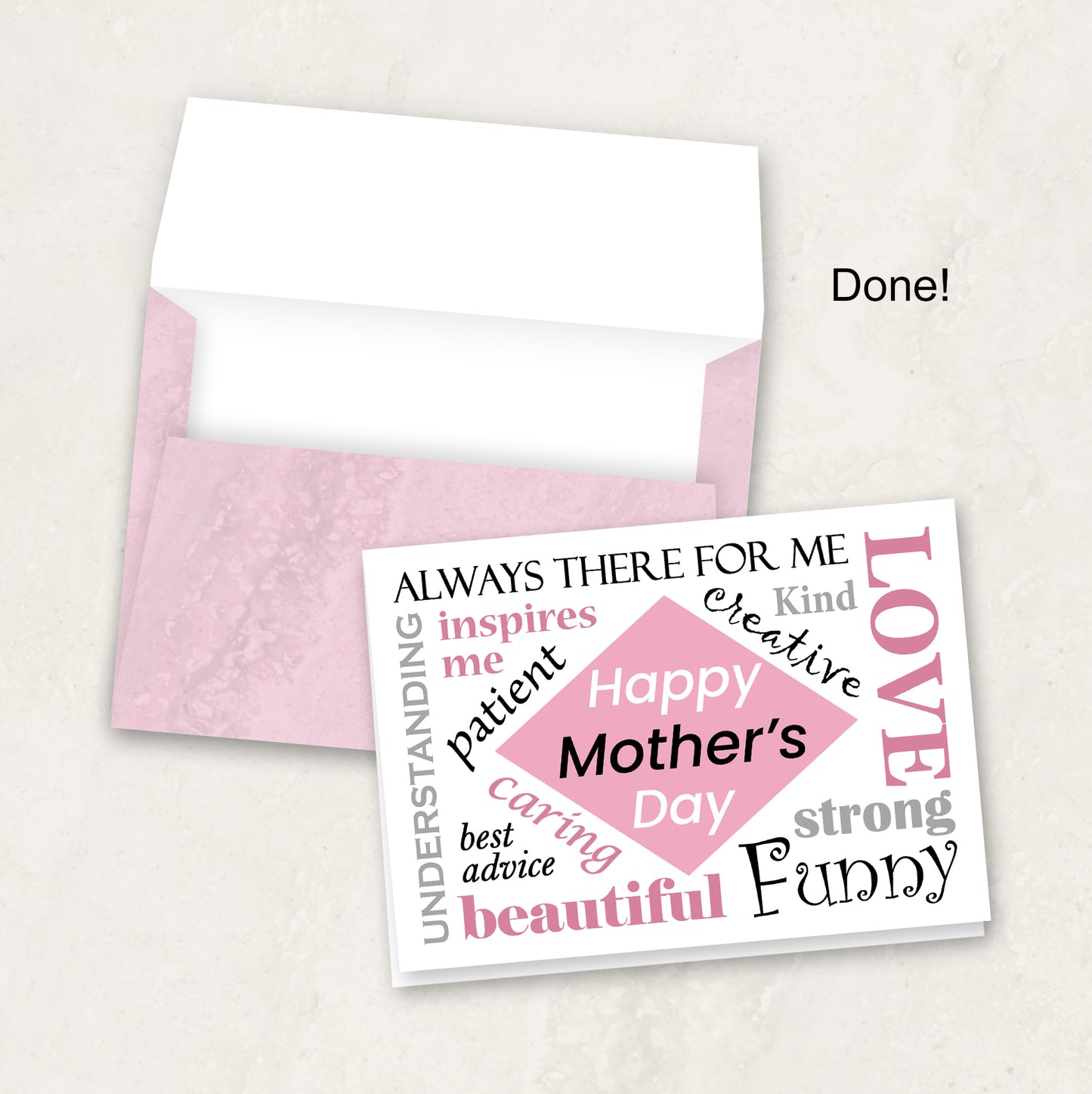 Printable Mother's Day Card Instant Download with Envelope Files