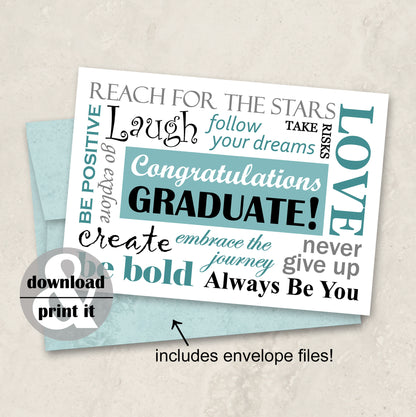 Printable Graduation Card with Envelope Files – Hutton Hill Designs