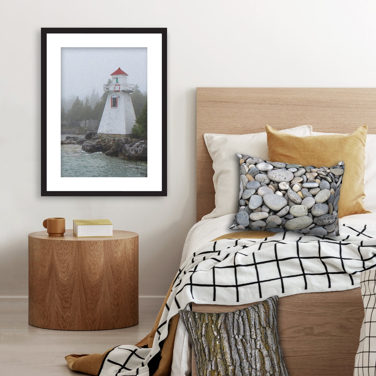 Lighthouse in Fog Framed Fine Art Print