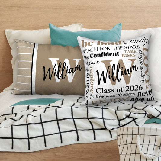 Set of 2 Personalized Graduation Pillows, 18"x18" and 20"x14"