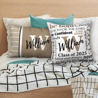 Set of 2 Personalized Graduation Pillows, 18"x18" and 20"x14"