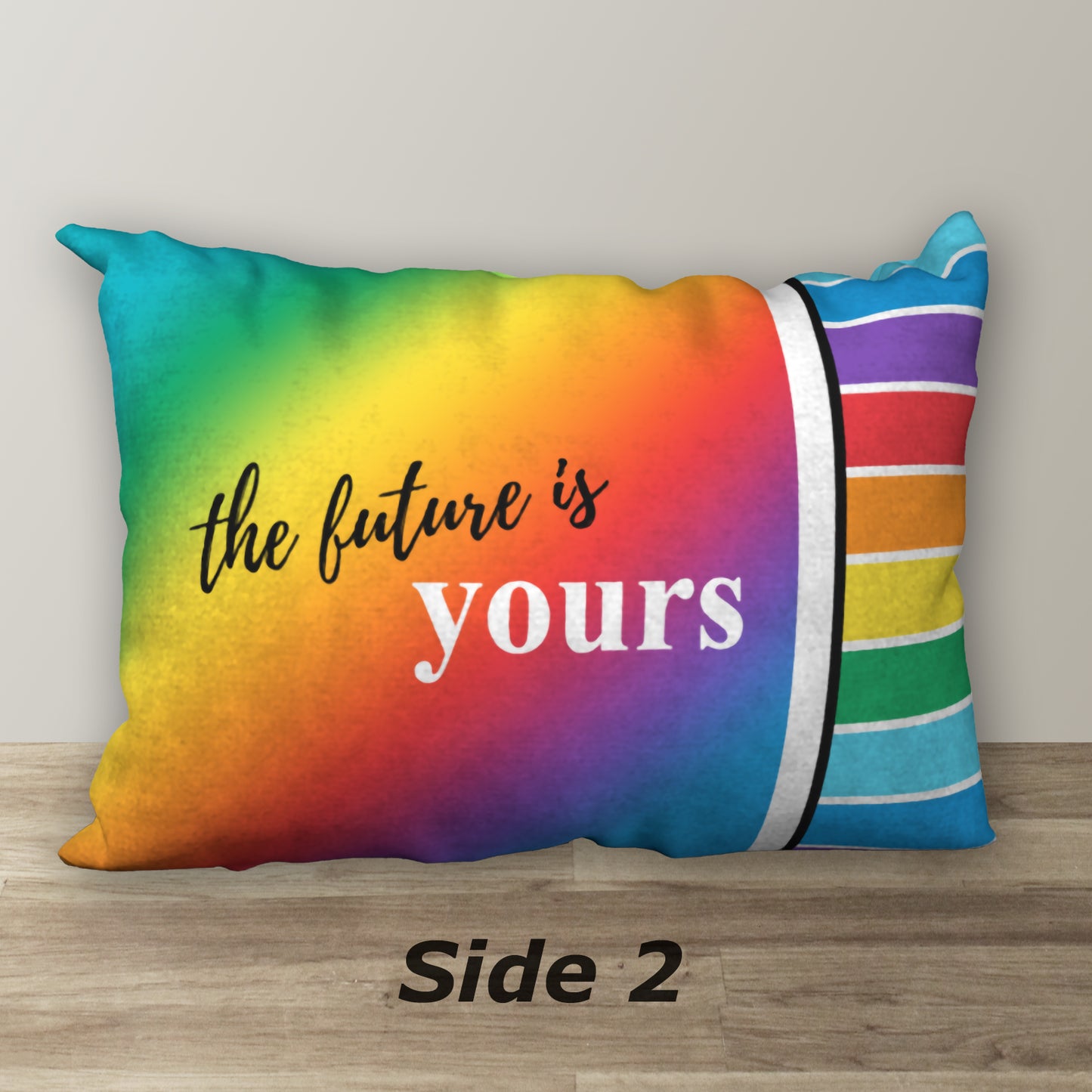 Personalized Primary Rainbow Name Pillow THE FUTURE IS YOURS, 20"x14"