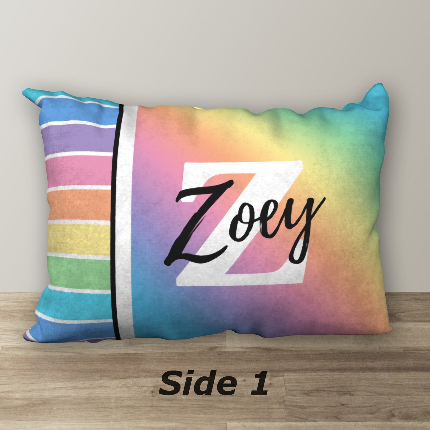 Personalized Pastel Rainbow Name Pillow THE FUTURE IS YOURS, 20"x14"