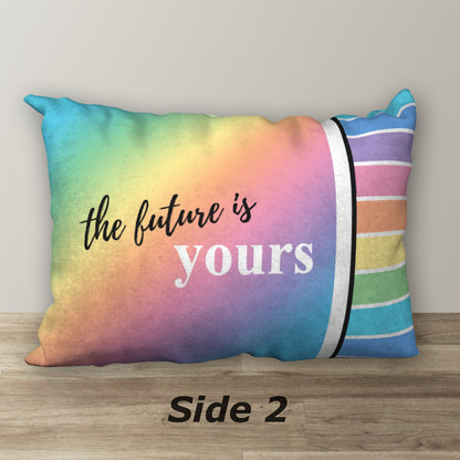 Personalized Pastel Rainbow Name Pillow THE FUTURE IS YOURS, 20"x14"