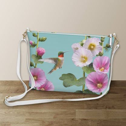 Hummingbirds & Hollyhocks Crossbody Bag