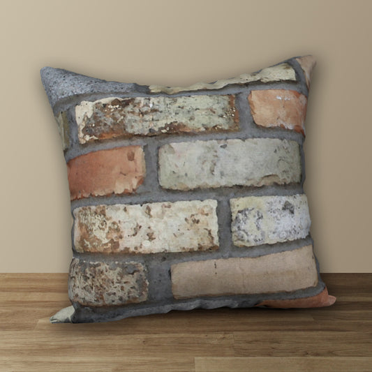 Brick Wall Designer Pillow, 18"x18"