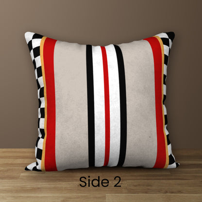 Nutcracker Checkers Designer Holiday Pillow, 18"x18"