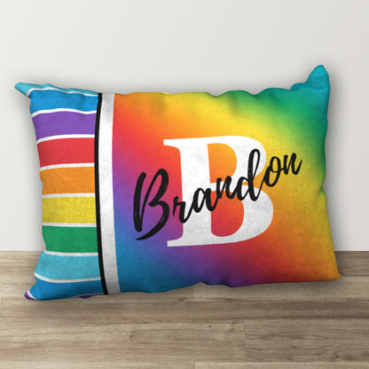 Personalized Primary Rainbow Name Pillow THE FUTURE IS YOURS, 20"x14"