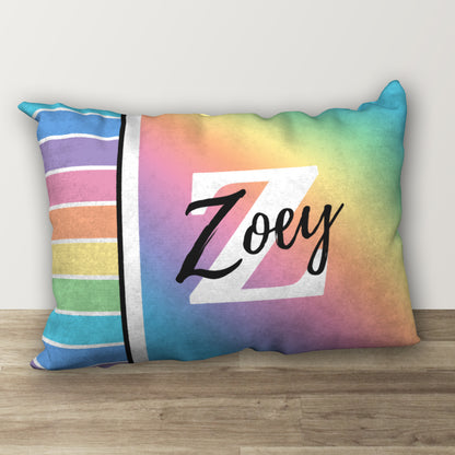 Personalized Pastel Rainbow Name Pillow THE FUTURE IS YOURS, 20"x14"