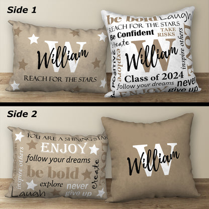 Set of 2 Personalized GRADUATION Pillows, 18"x18" and 20"x14"