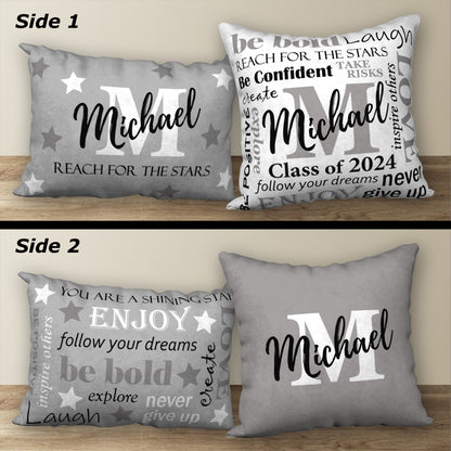 Set of 2 Personalized GRADUATION Pillows, 18"x18" and 20"x14"