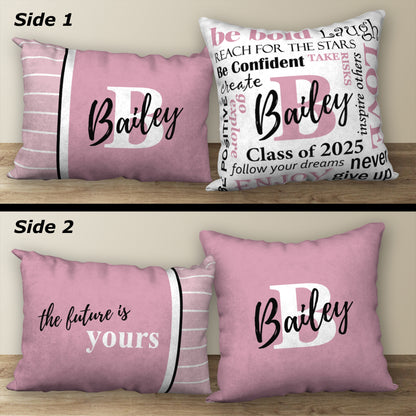 Set of 2 Personalized Graduation Pillows, 18"x18" and 20"x14"