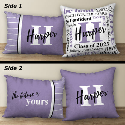 Set of 2 Personalized Graduation Pillows, 18"x18" and 20"x14"