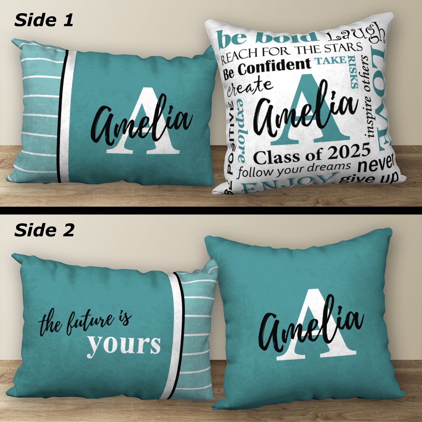 Set of 2 Personalized Graduation Pillows, 18"x18" and 20"x14"