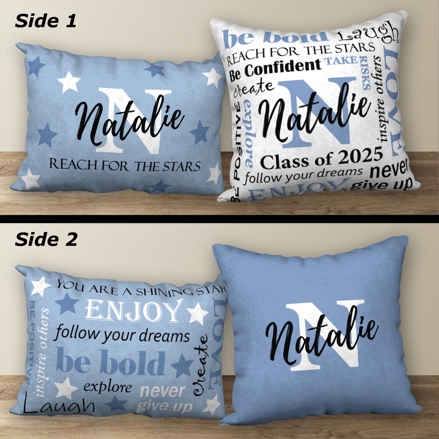 Set of 2 Personalized Graduation Pillows, 18"x18" and 20"x14"