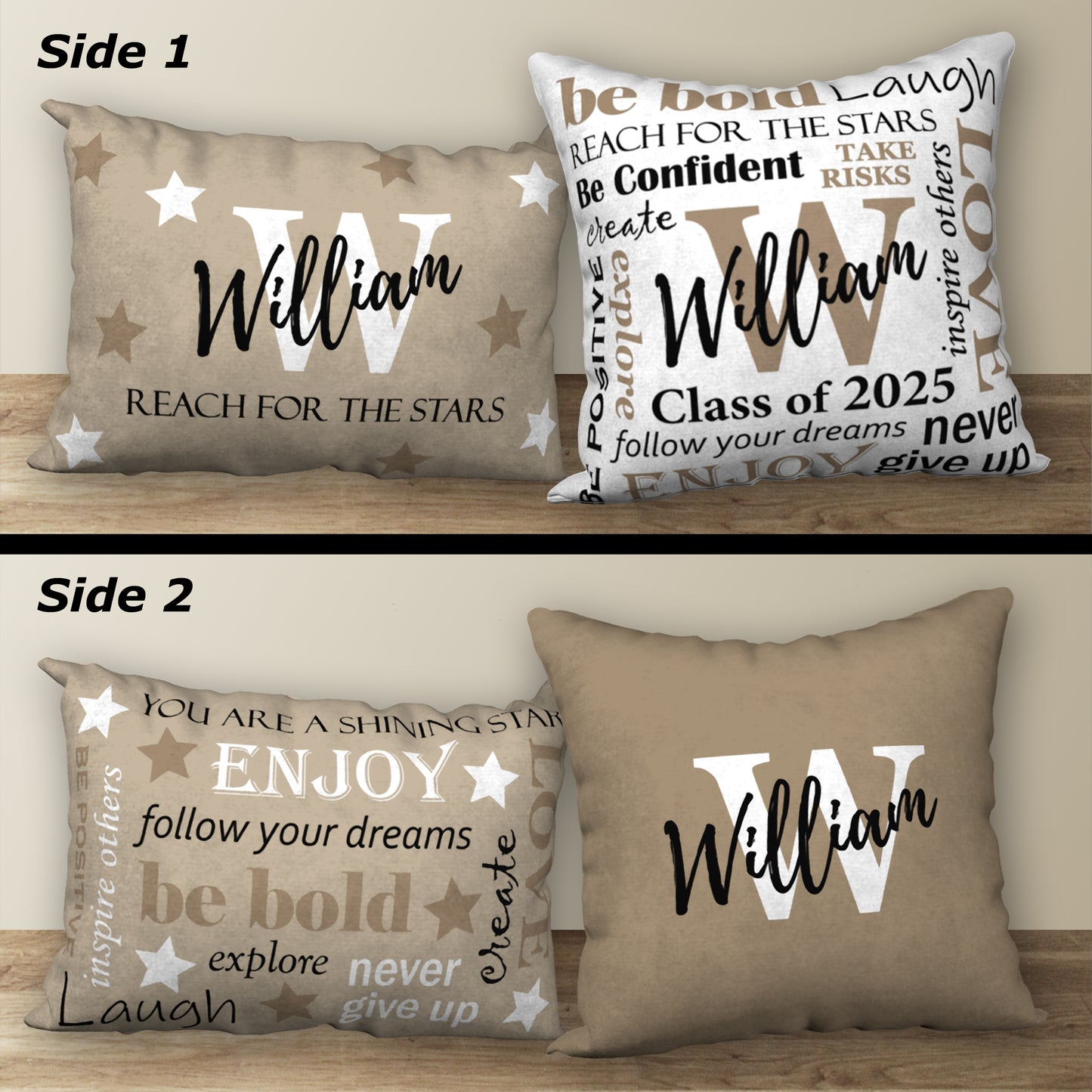 Set of 2 Personalized Graduation Pillows, 18"x18" and 20"x14"