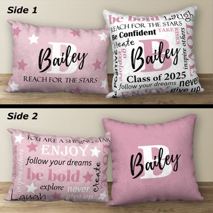 Set of 2 Personalized Graduation Pillows, 18"x18" and 20"x14"