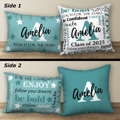 Set of 2 Personalized Graduation Pillows, 18"x18" and 20"x14"