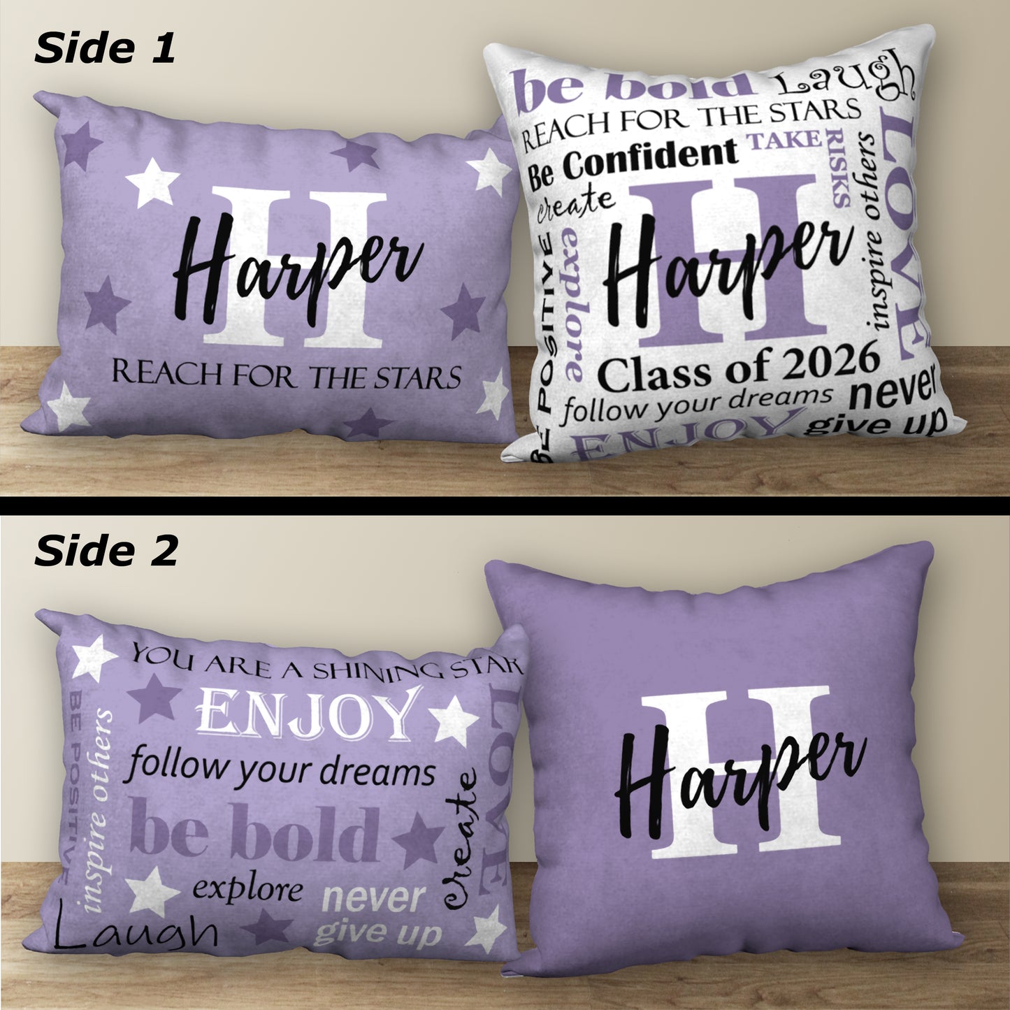 Set of 2 Personalized Graduation Pillows, 18"x18" and 20"x14"