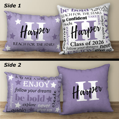Set of 2 Personalized Graduation Pillows, 18"x18" and 20"x14"