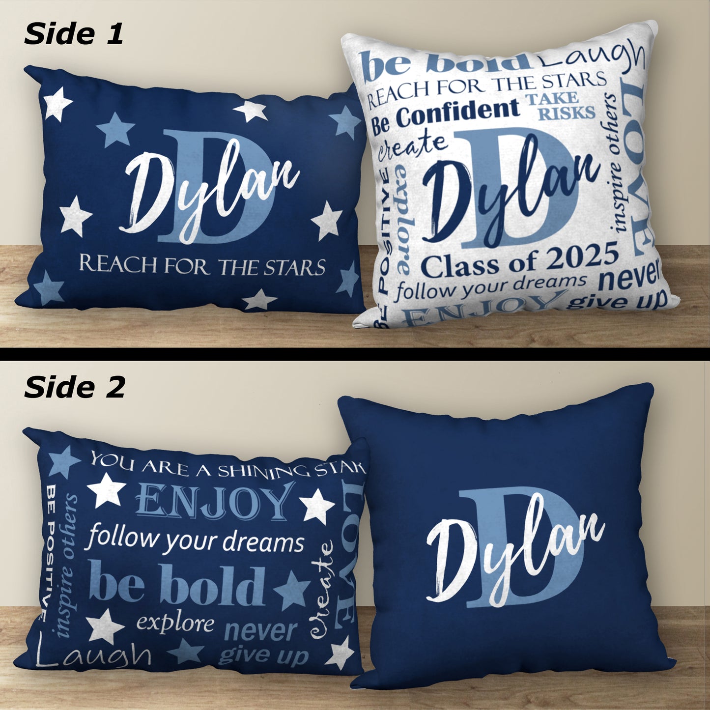 Set of 2 Personalized Graduation Pillows, 18"x18" and 20"x14"