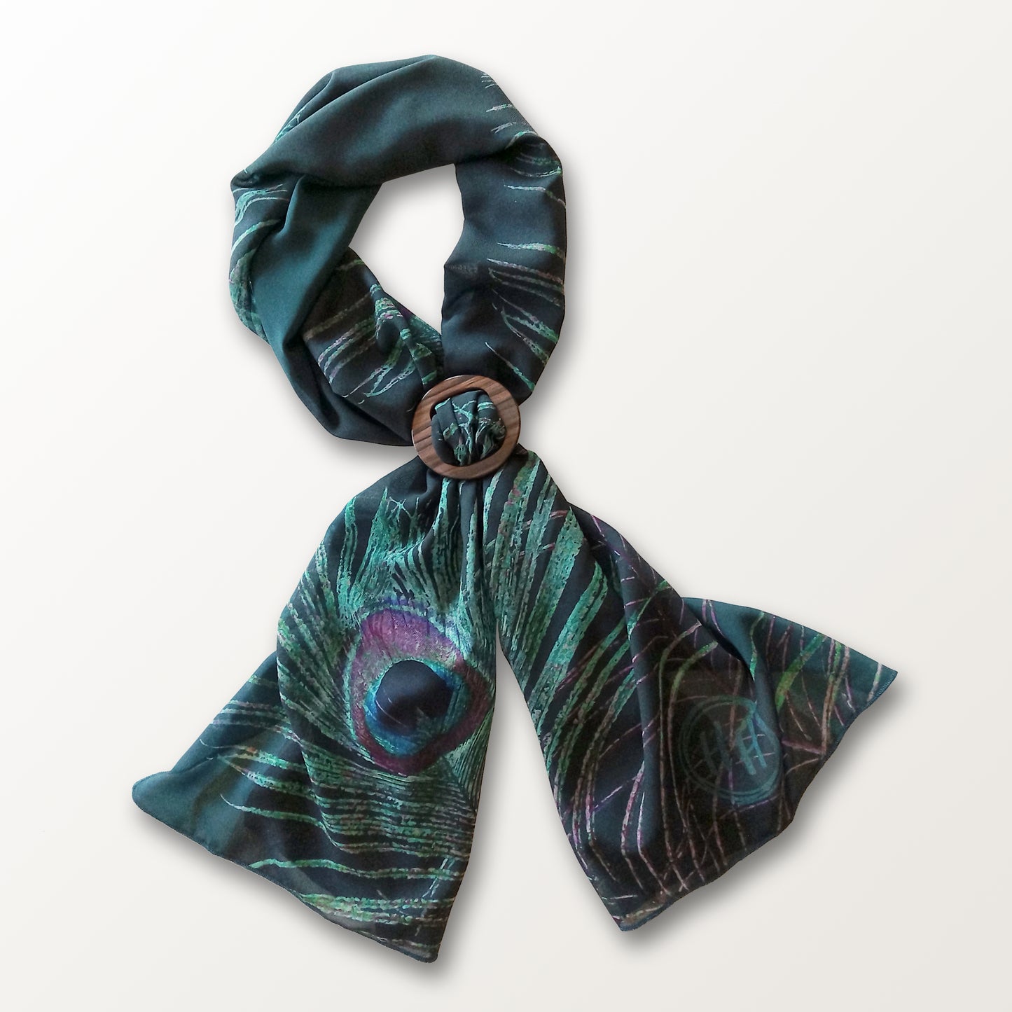 Peacock Feather ECO SCARF plus Scarf Ring