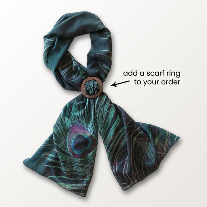 Peacock Feather ECO SCARF, 21.5"x55"