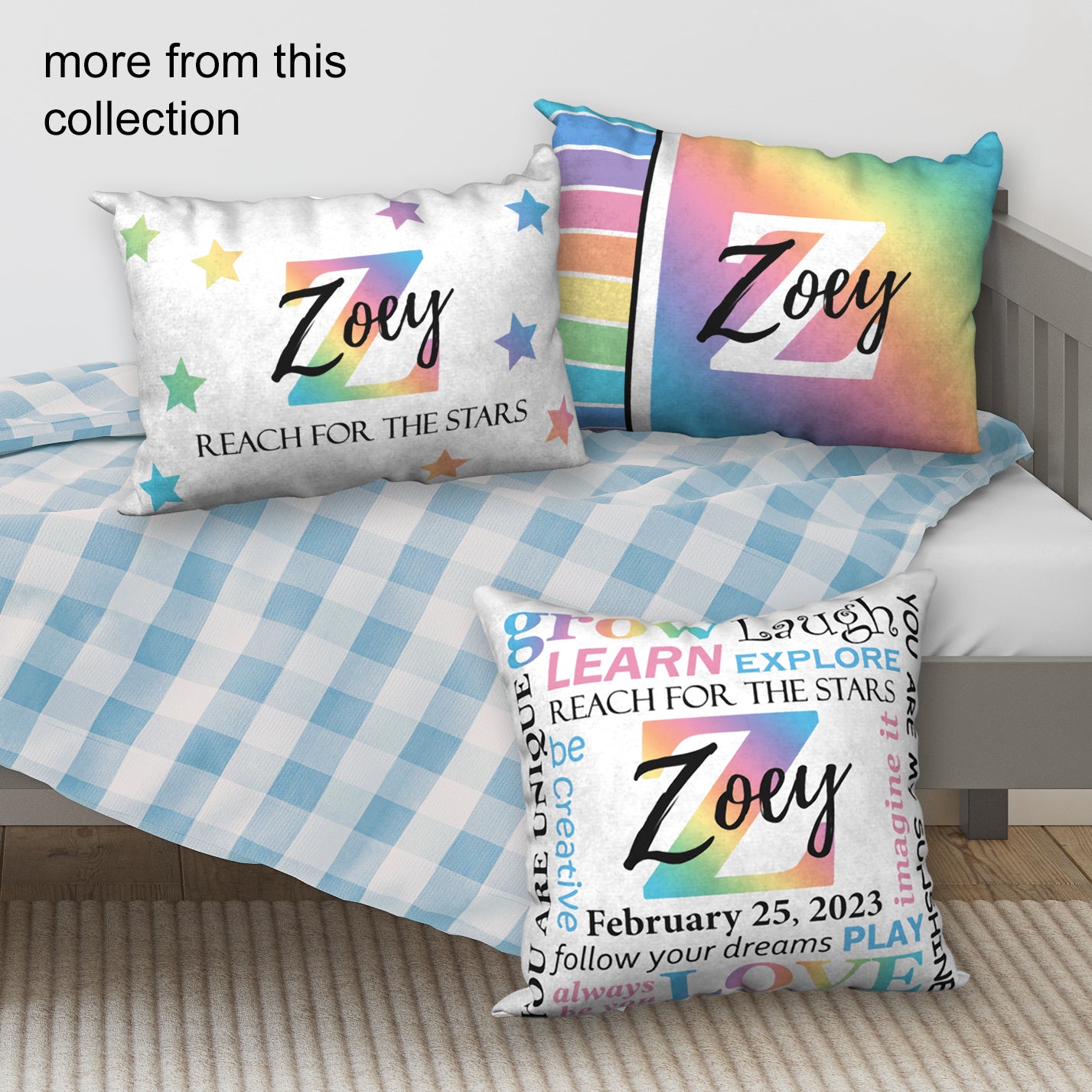 Personalized Pastel Rainbow NAME & BIRTHDAY Pillow, 18"x18"