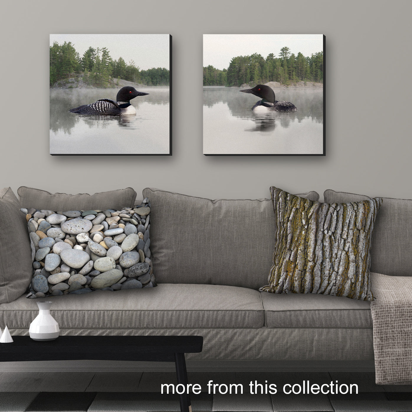 Set of 2 Framed Lake Loon Fine Art Prints