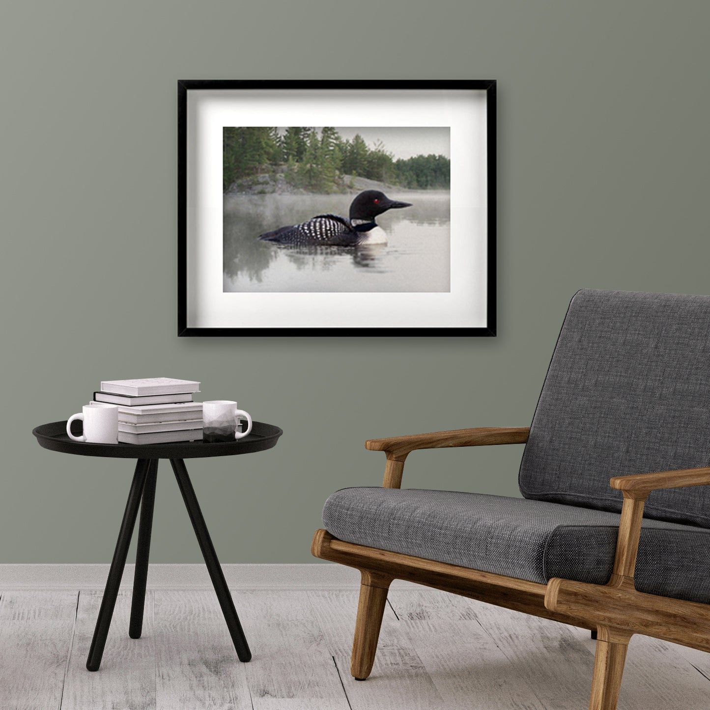 Framed Loon on the Water Fine Art Print