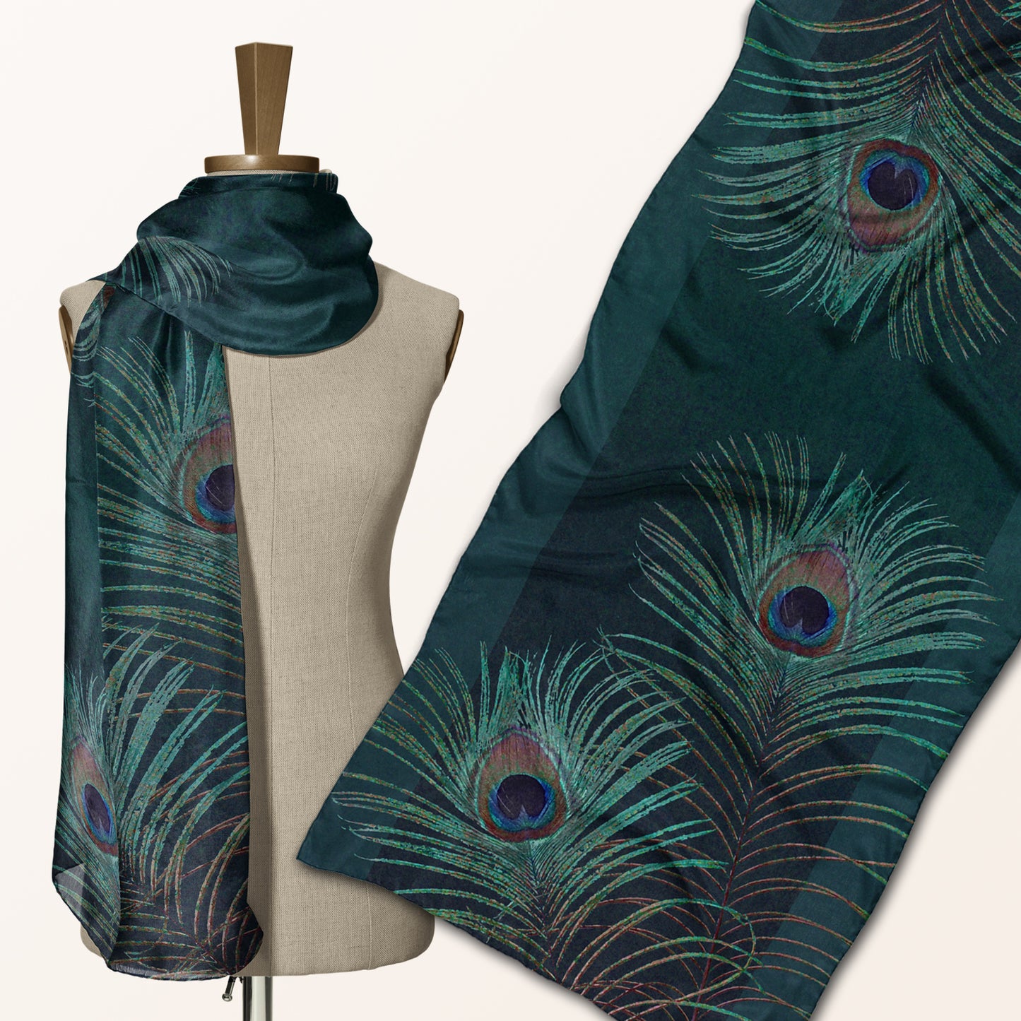 Peacock Feather ECO SCARF, 21.5"x55"