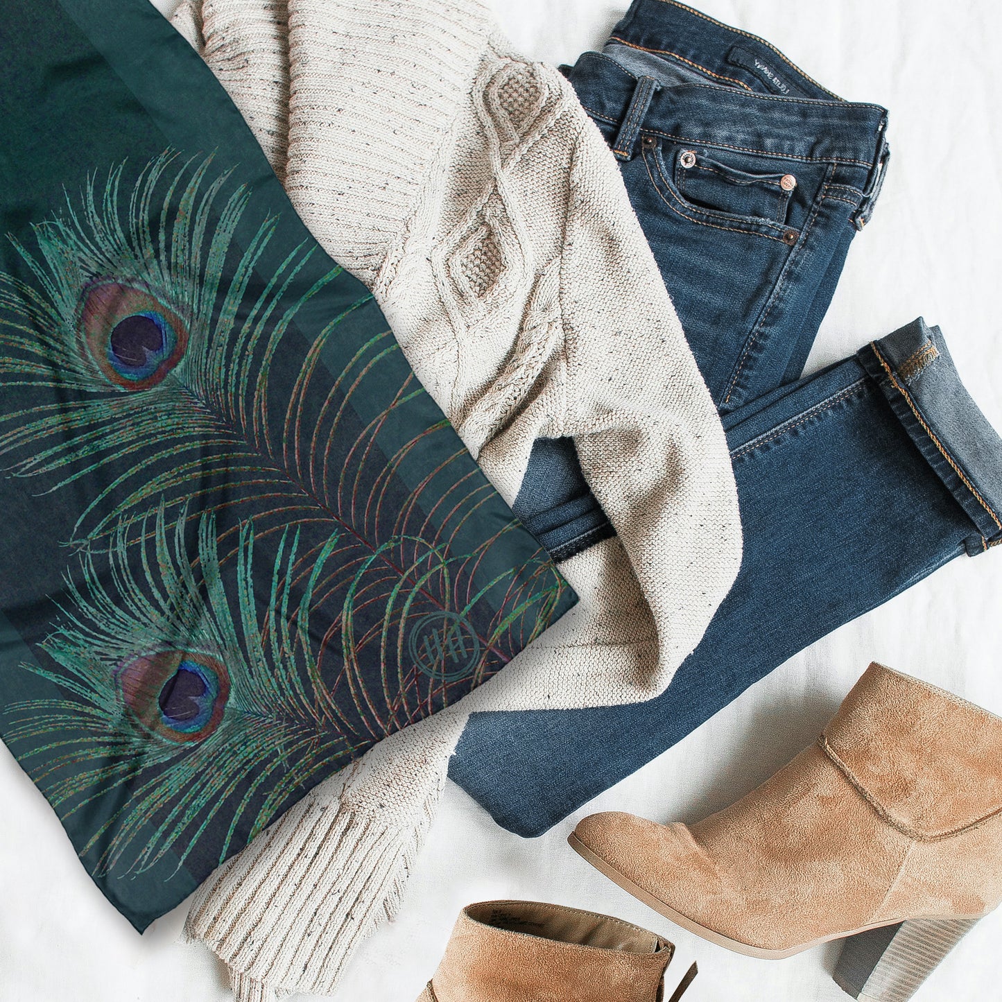 Peacock Feather ECO SCARF, 21.5"x55"