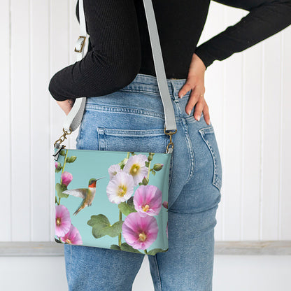 Hummingbirds & Hollyhocks Crossbody Bag