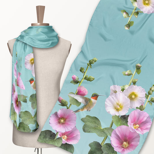 Hummingbirds & Hollyhocks ECO SCARF