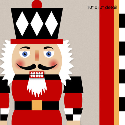 Nutcracker Checkers Designer Holiday Pillow, 18"x18"