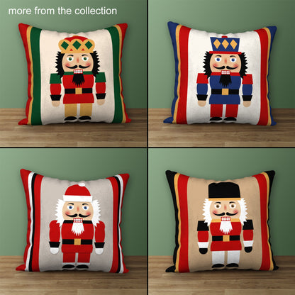 Nutcracker Drummer Boy Designer Holiday Pillow, 18"x18"
