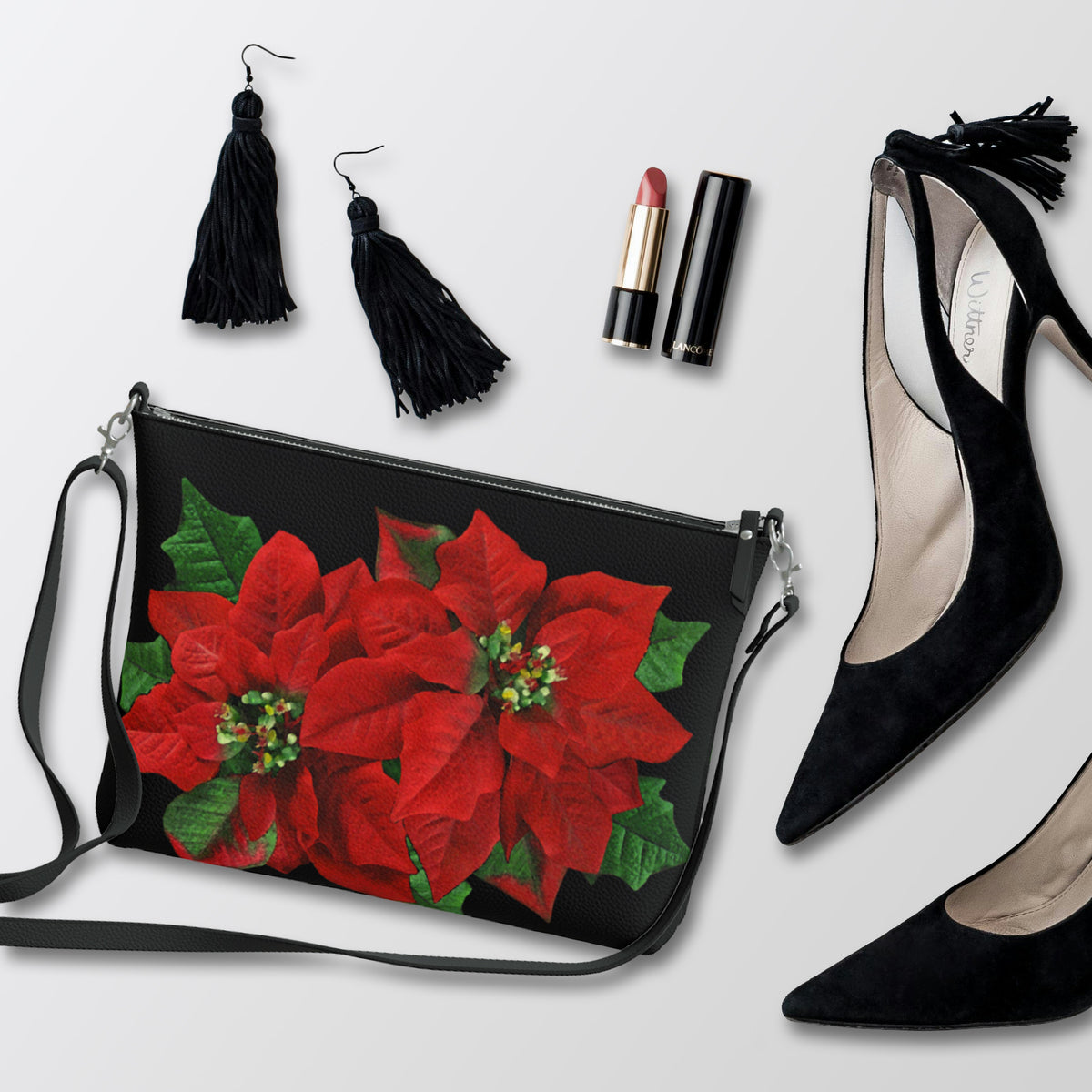 Poinsettia Feather Crossbody Bag
